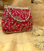 Shoptory India Handicraft Women's Silk Ethnic Rajasthani Hand Bag , Red