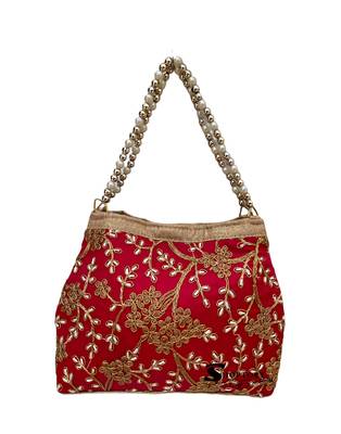 Shoptory India Handicraft Women's Silk Ethnic Rajasthani Hand Bag , Red 2