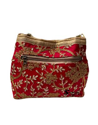 Shoptory India Handicraft Women's Silk Ethnic Rajasthani Hand Bag , Red 4