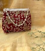 Shoptory India Handicraft Women's Silk Ethnic Rajasthani Hand Bag , Maroon