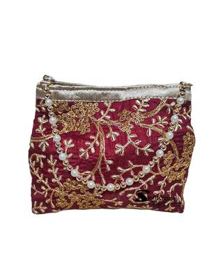 Shoptory India Handicraft Women's Silk Ethnic Rajasthani Hand Bag , Maroon 3