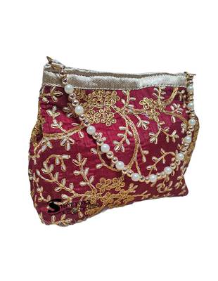 Shoptory India Handicraft Women's Silk Ethnic Rajasthani Hand Bag , Maroon 4