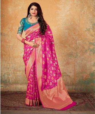Rani Pink Banarsi Silk Saree 2