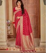 Red Banarsi Silk Blend Saree
