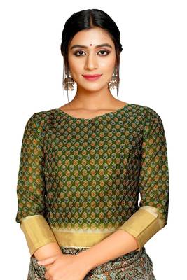 Multicolor printed pure polyester saree with blouse 5