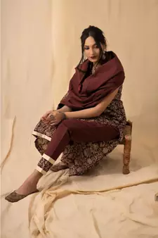 cotton maroon Rhubarb KURTA SET