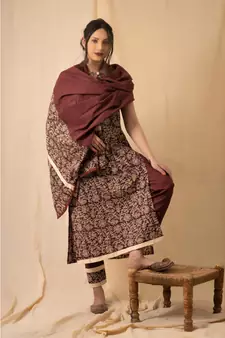 cotton maroon Rhubarb KURTA SET