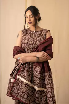 cotton maroon Rhubarb KURTA SET