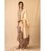 cotton Beige Dhaara KURTA SET