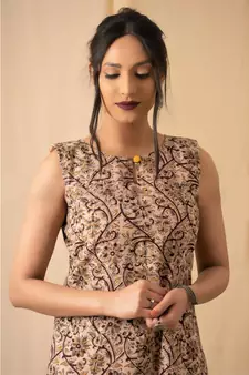 cotton Beige Dhaara KURTA SET