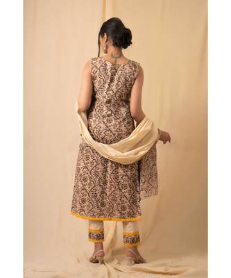 cotton Beige Dhaara KURTA SET 4