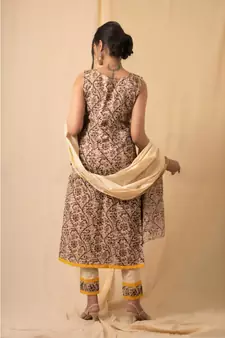 cotton Beige Dhaara KURTA SET