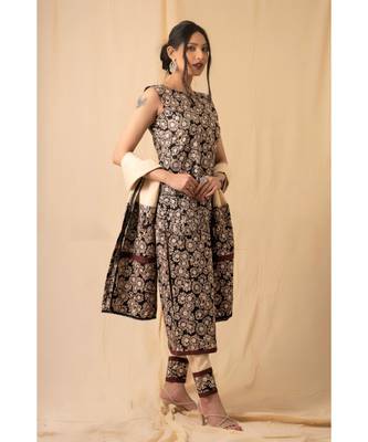 cotton Beige Sheetal KURTA SET 2