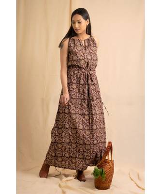 cotton maroon Jheel maxi DRESS 1