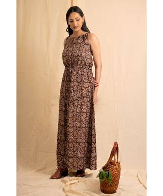 cotton maroon Jheel maxi DRESS 2