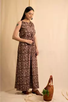 cotton maroon Jheel maxi DRESS