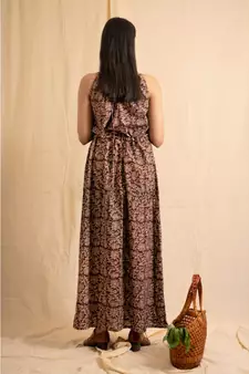 cotton maroon Jheel maxi DRESS