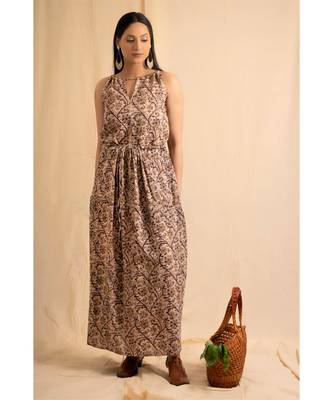 cotton Beige Vasudha maxi DRESS 1