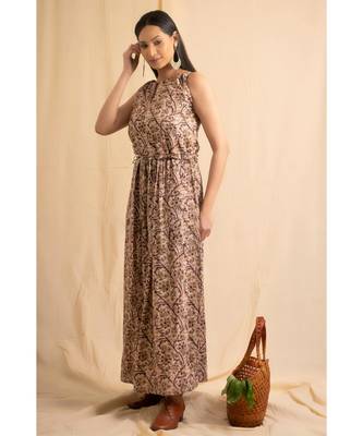 cotton Beige Vasudha maxi DRESS 3