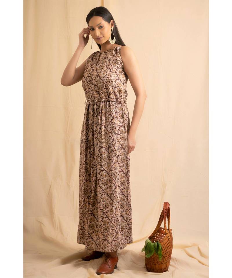 cotton Beige Vasudha maxi DRESS