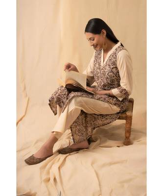 cotton Beige Chaaya KURTA set 5