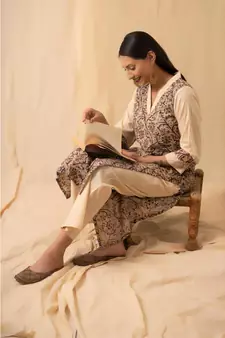 cotton Beige Chaaya KURTA set