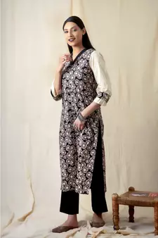 cotton Black  Daisy KURTA set