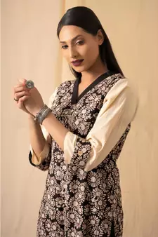 cotton Black  Daisy KURTA set