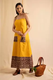 cotton mustard Kinaari dress