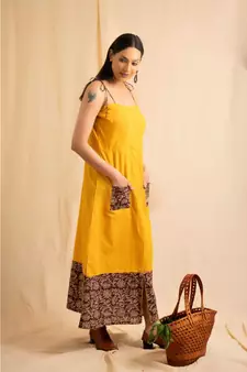 cotton mustard Kinaari dress