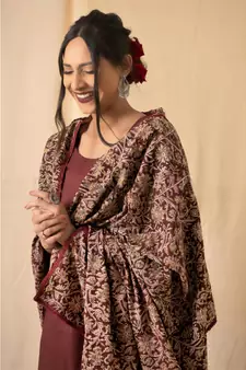 cotton maroon Rosewood KURTI PANT WIRTH DUPATTA