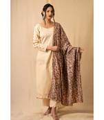 cotton Beige PRAKRUTI KURTI PANT WIRTH DUPATTA