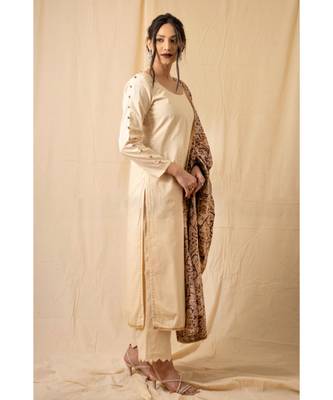cotton Beige PRAKRUTI KURTI PANT WIRTH DUPATTA 3