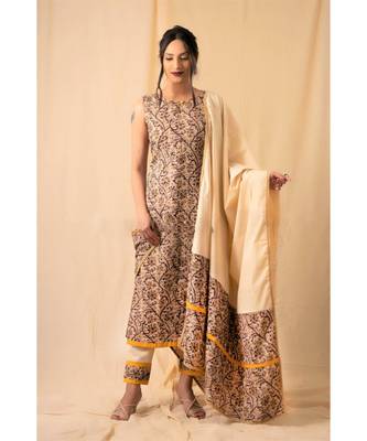 cotton Beige PRAKRUTI KURTI PANT WIRTH DUPATTA 6