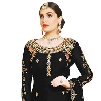 Black embroidered faux georgette salwar 2