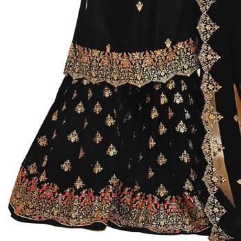 Black embroidered faux georgette salwar 3