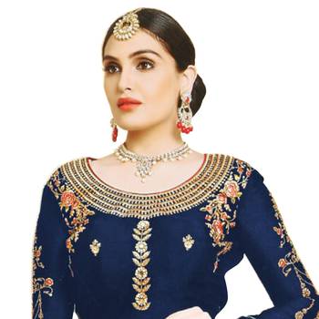 Blue embroidered faux georgette salwar 2