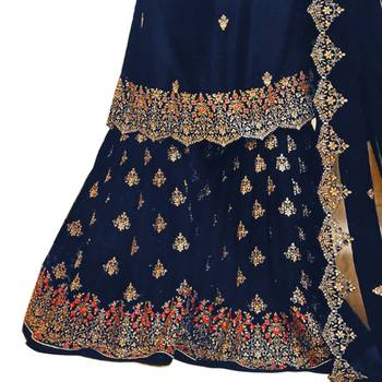Blue embroidered faux georgette salwar 3