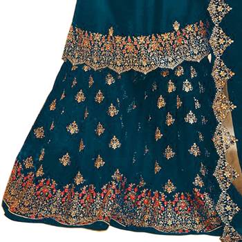 Turquoise embroidered faux georgette salwar 3