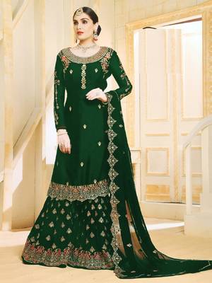 Green embroidered faux georgette salwar 1