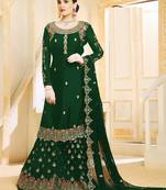 Green embroidered faux georgette salwar