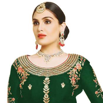 Green embroidered faux georgette salwar 2