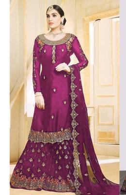 Purple embroidered faux georgette salwar 1