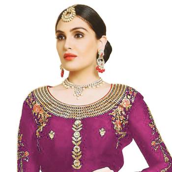 Purple embroidered faux georgette salwar 2