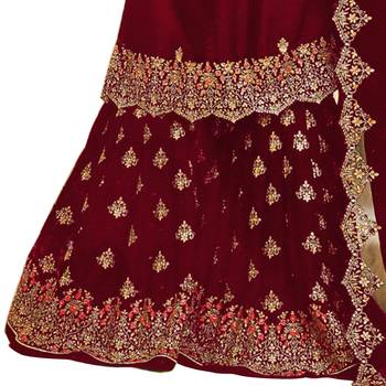 Red embroidered faux georgette salwar 3