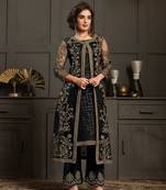 Black resham embroidery silk salwar