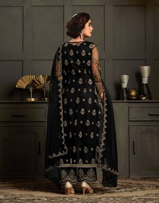Black resham embroidery silk salwar 2
