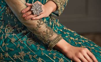 Blue resham embroidery net salwar 4