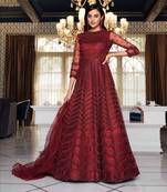 Maroon embroidered net salwar