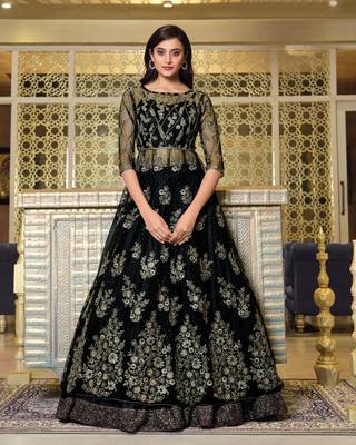 Black embroidered net salwar 1